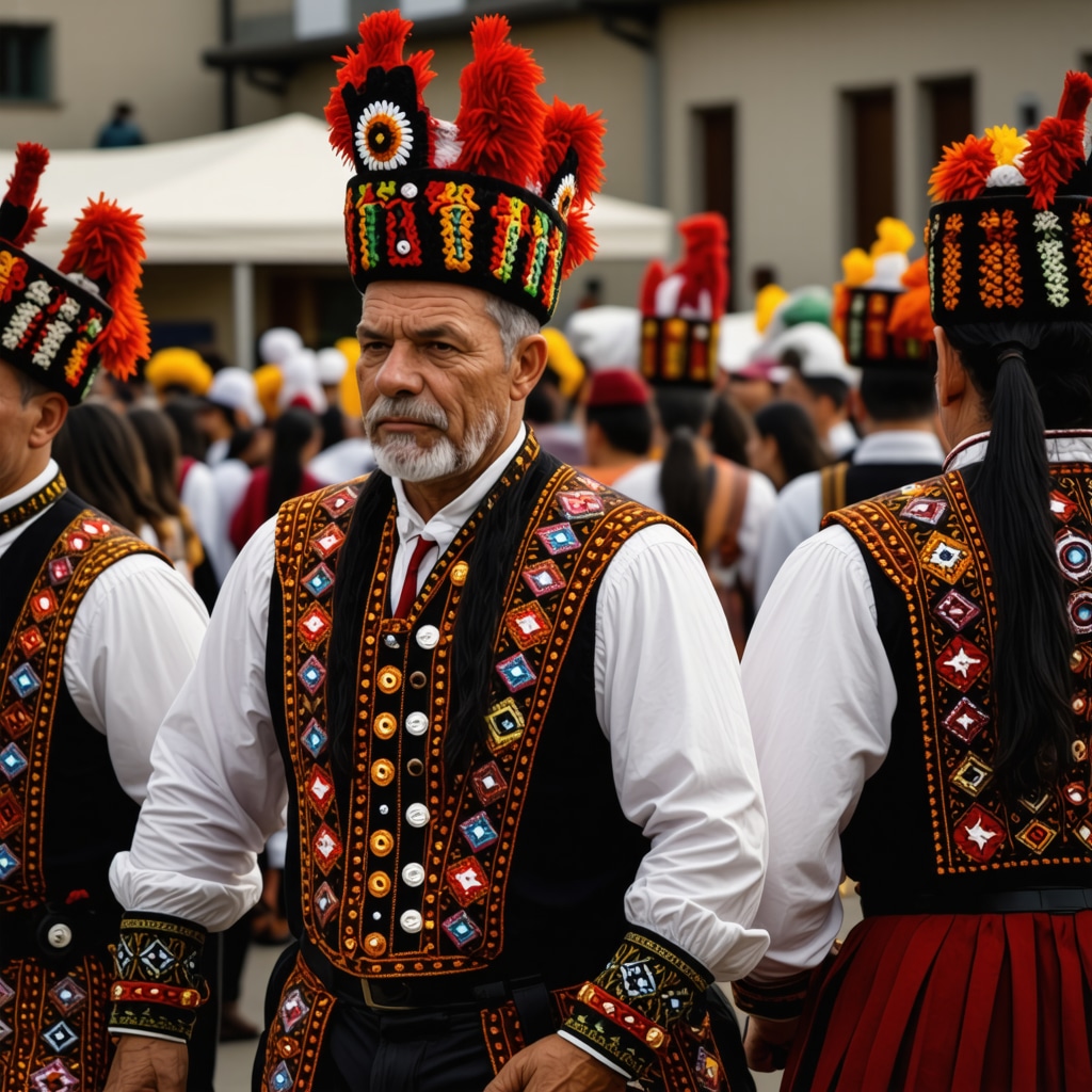 Colorful traditional festival scene in Tetovo with locals in costumes