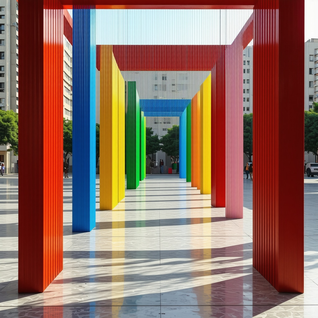 Modern art installation in Tirana's urban space