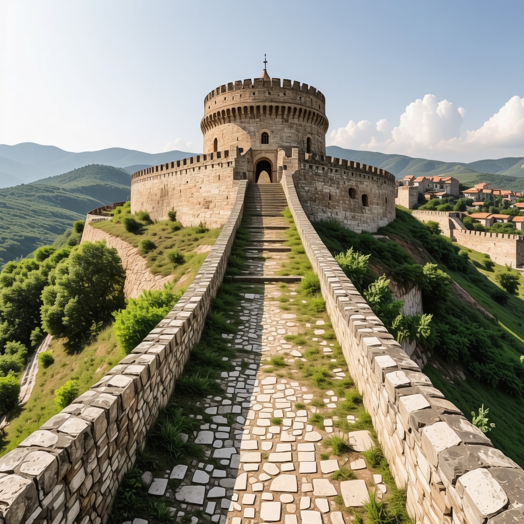 Digital rendering of Tsarevets Fortress in Veliko Tarnovo enhanced with augmented reality historical reconstructions
