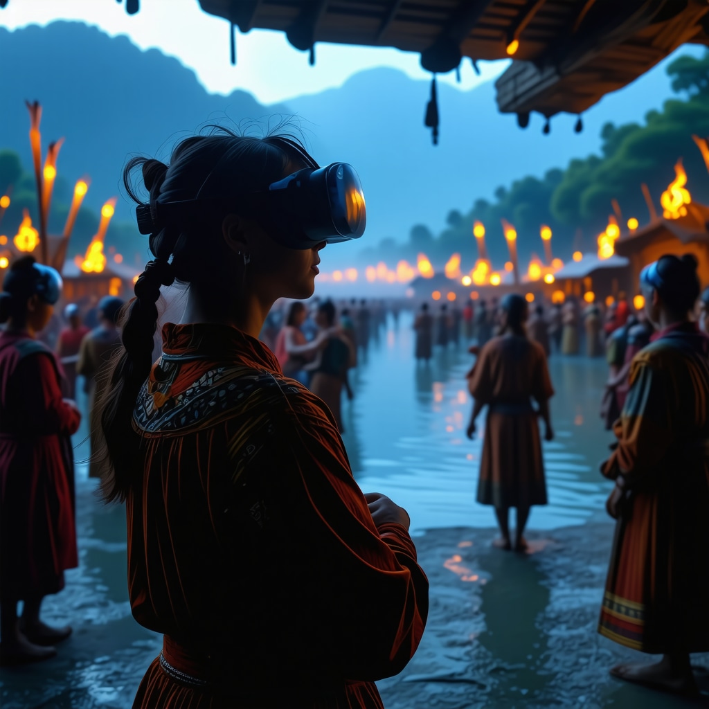 Visitor experiencing VR reconstruction of traditional Balkan festival at Đerdap National Park