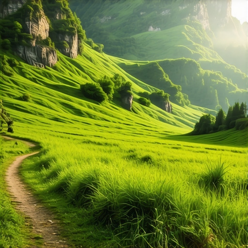 Prirodna balkanska planina sa zelenim brdima i stazom za šetnju