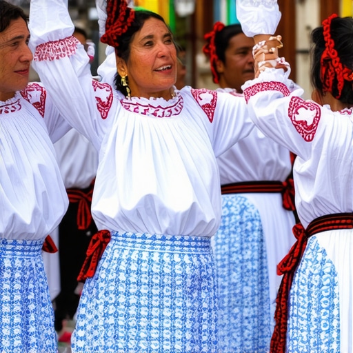 Traditional dance performance at Nafplio festival with colorful costumes and lively crowd