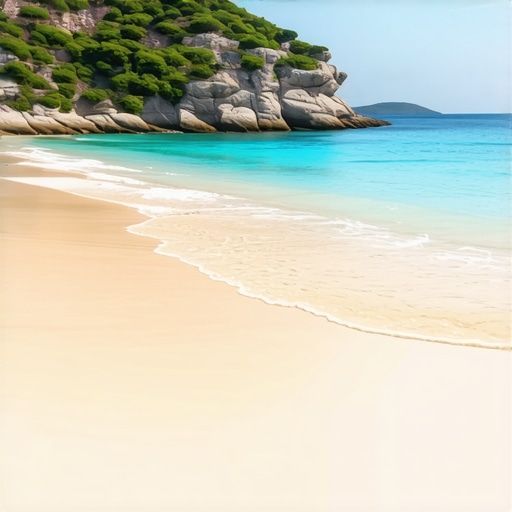 Secluded beach in Ksamil with pristine water and natural scenery
