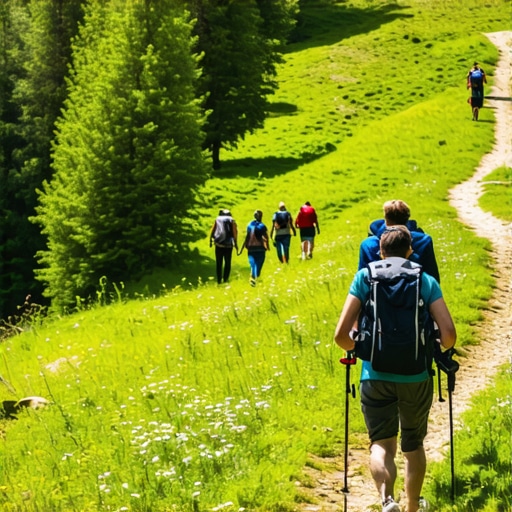 Scenic view of Zlatibor's lush landscape with hikers exploring mountain trails
