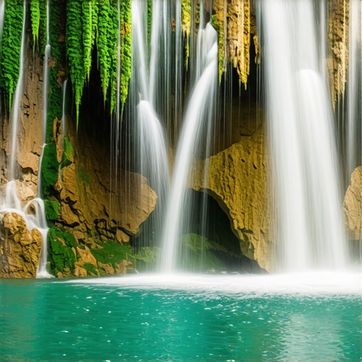 Beautiful scenic view of Kravice waterfalls with lush green surroundings and flowing water, daylight