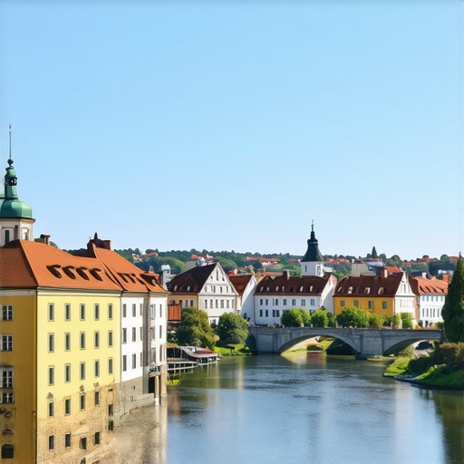 Colorful buildings and bridges in Ljubljana's historic old town during daytime.