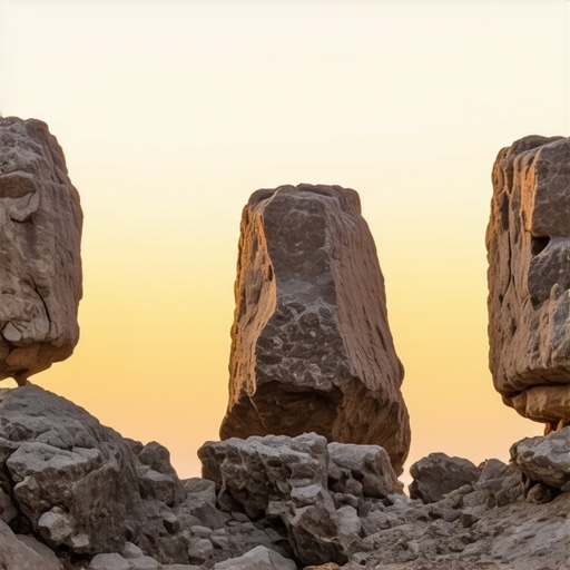 Photograph of the distinctive rocky formations of Đavolja Varoš during sunset, emphasizing their unique shapes and textures.