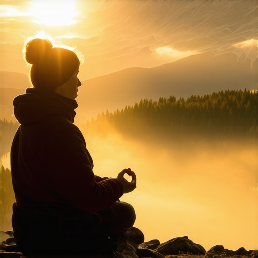 Osoba meditira u tihoj prirodi Bohinja uz izlazak sunca, okružena planinama i jezerom
