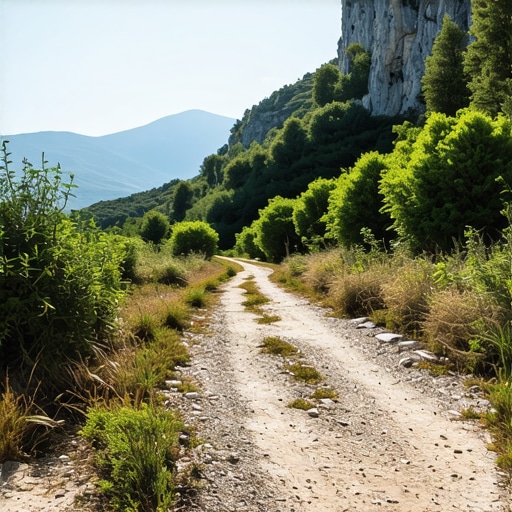 Scenic view of Biokovo mountain with hiking trails and lush landscape.