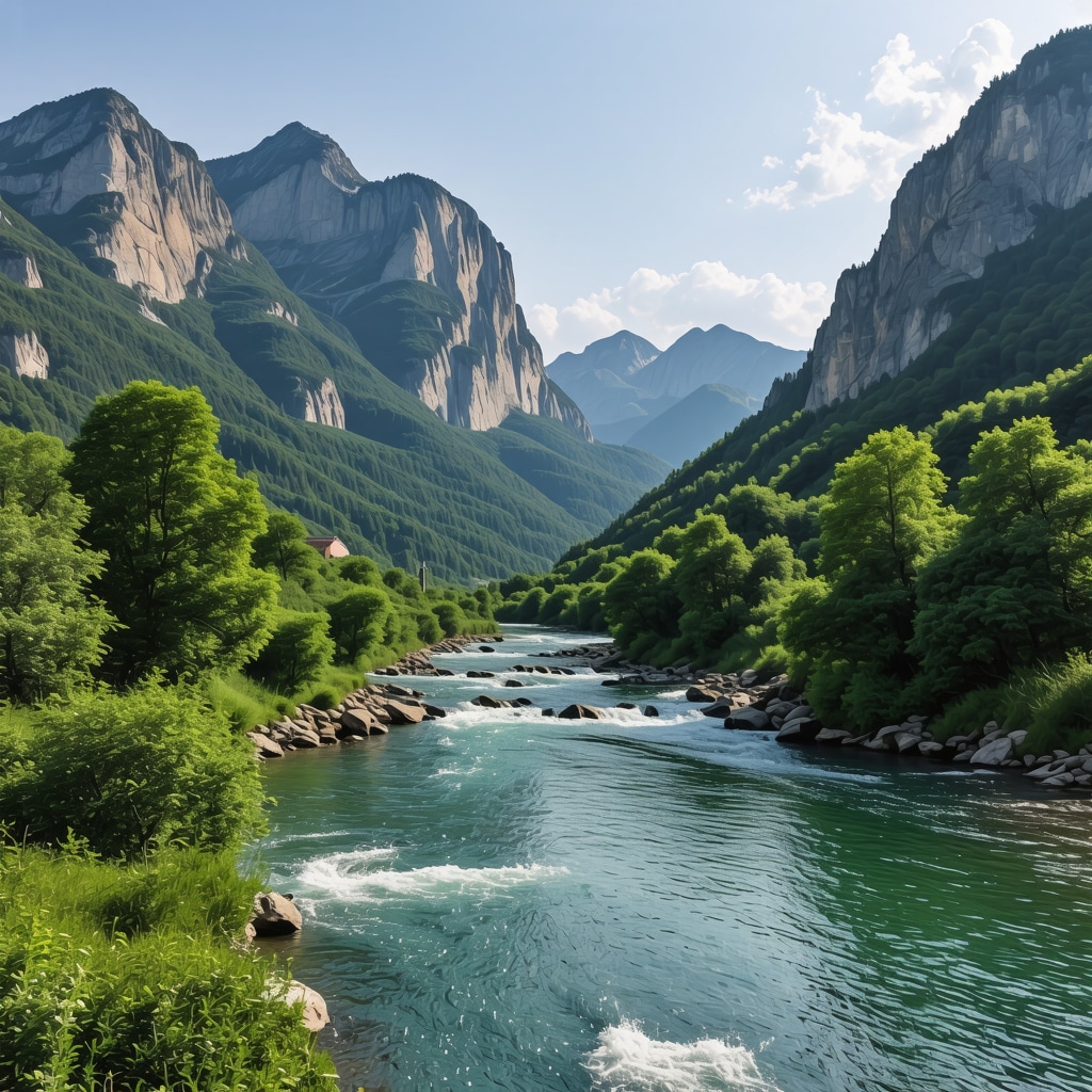Scenic landscape of Gevgelija with mountains and river