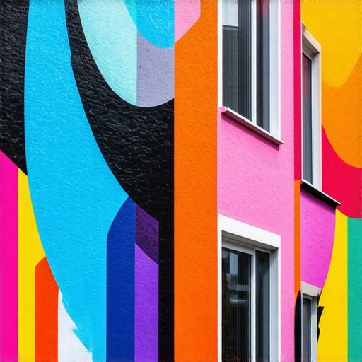 A colorful mural on a city wall in Priština