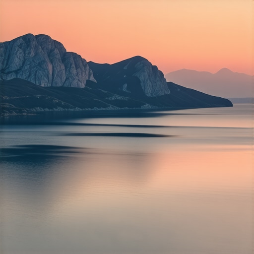 Sunset view of Biokovo mountain and Makarska coast with vibrant colors