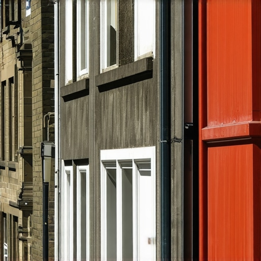 Colorful Dublin street with historic buildings and lively crowd.