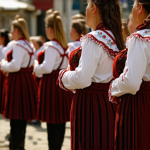 Traditional Balkan costumes and music at a cultural festival