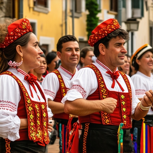 Colorful traditional Balkan dance festival in Stolac, Bosnia and Herzegovina