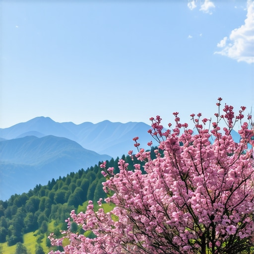 Scenic Balkan landscape with mountains, forests, and traditional villages in spring.