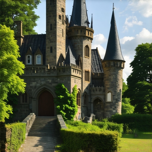 A beautiful historic castle surrounded by lush greenery, symbolizing preservation