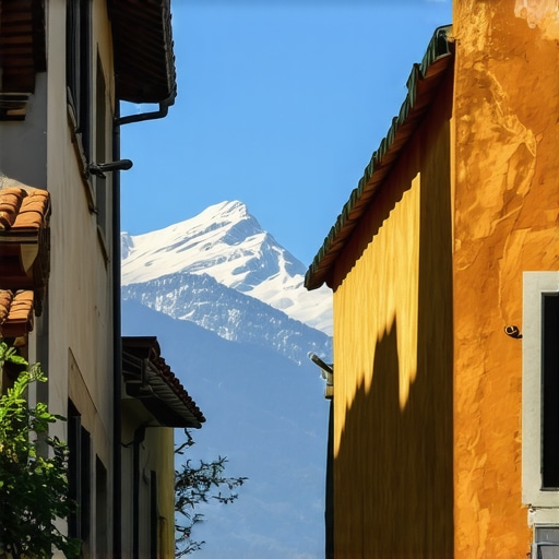 Autentično iskustvo na Balkanu Putnik u tradicionalnoj nošnji razgovara sa lokalnim stanovnicima u malom selu na Balkanu, sa starim kućama i planinama u pozadini