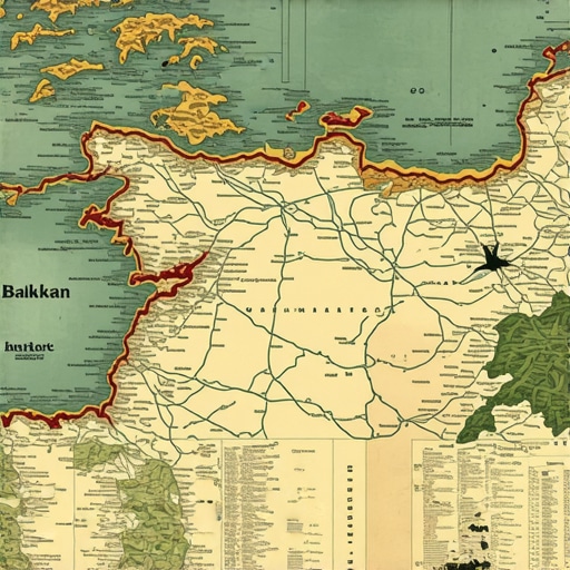 Map of Balkan region showing cultural and natural sites for exploration