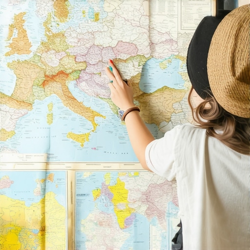 Person organizing Balkan travel itinerary with maps and guides